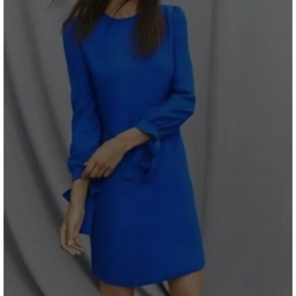 Banana Republic Royal Blue Tie Sleeve Shift Dress XL Lovely - Picture 3 of 4